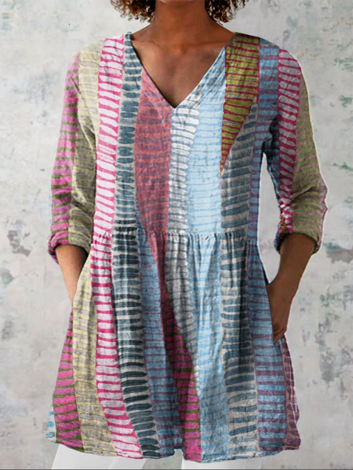 Longline Drape V-Neck Blouse for Women
