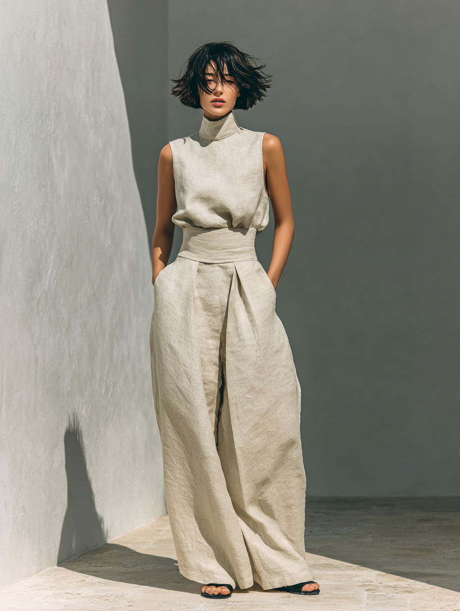 Wide-Leg Cotton Set for Women