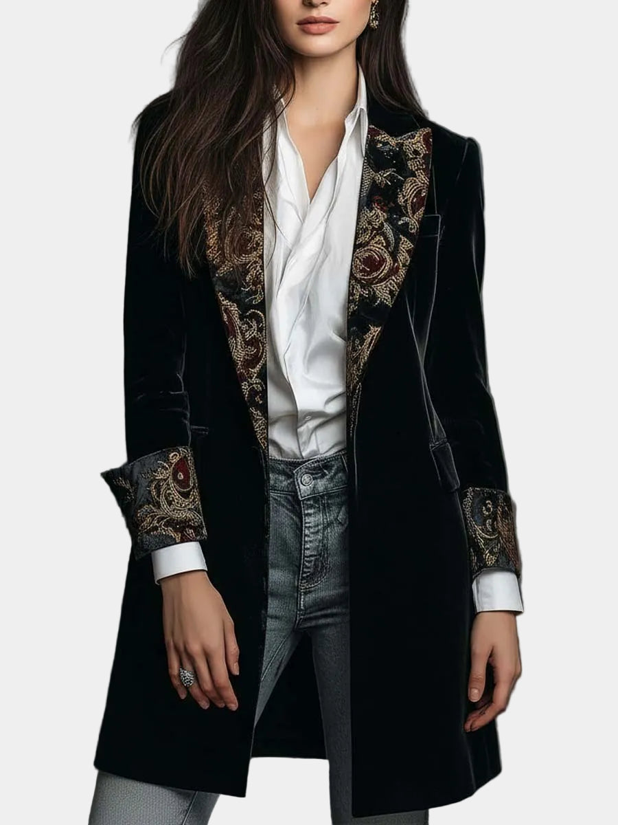 Baroque Print Slim Coat for Women