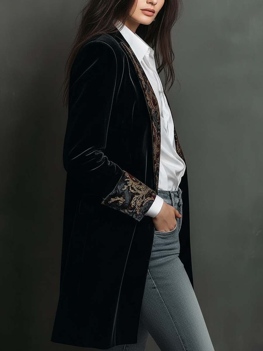 Baroque Print Slim Coat for Women