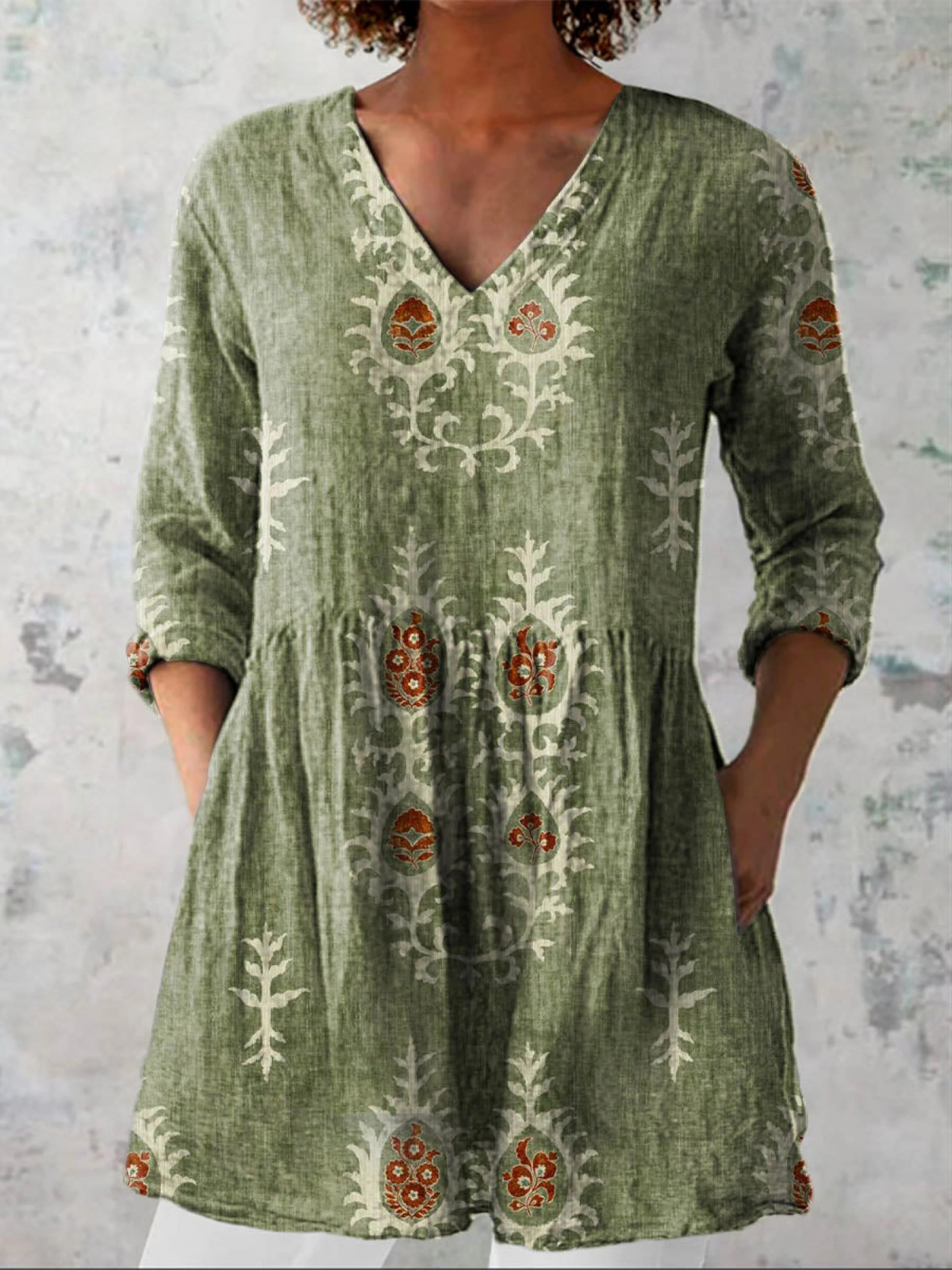 Draped Front V-Neck Blouse for Women