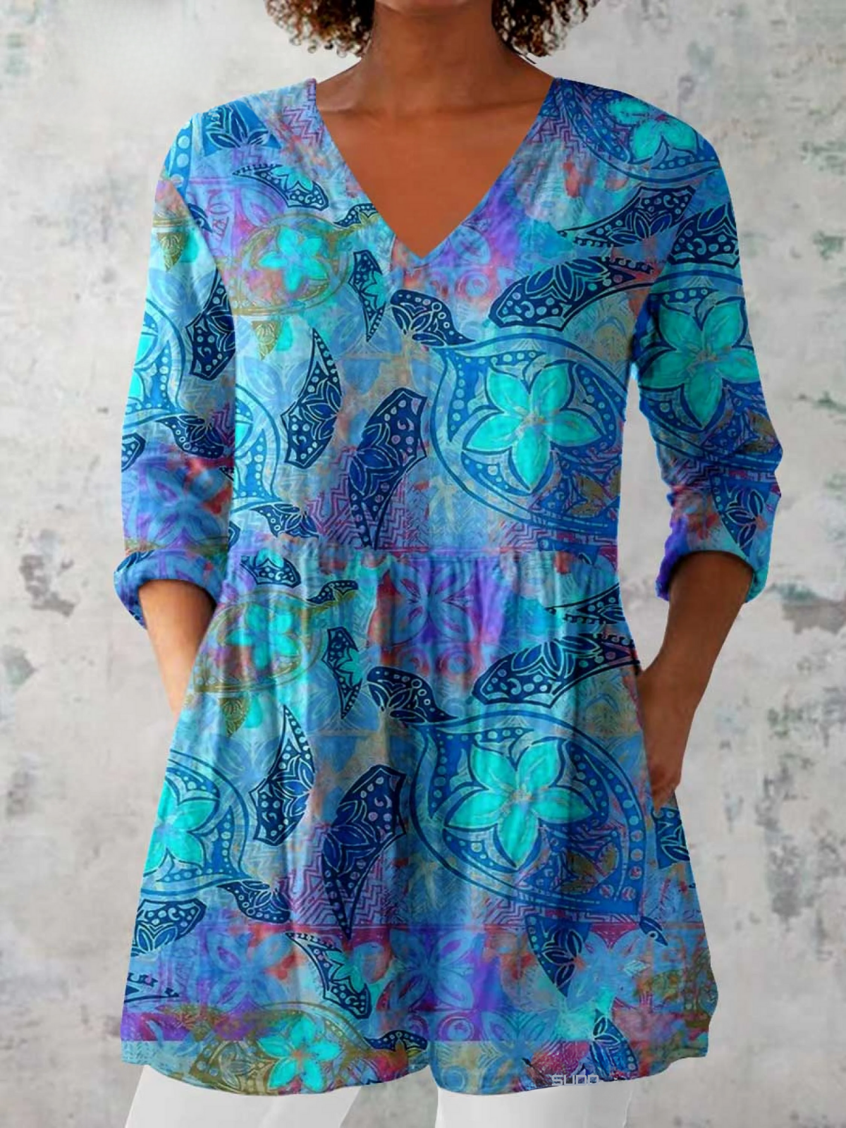 Fluid Drape V-Neck Blouse for Women