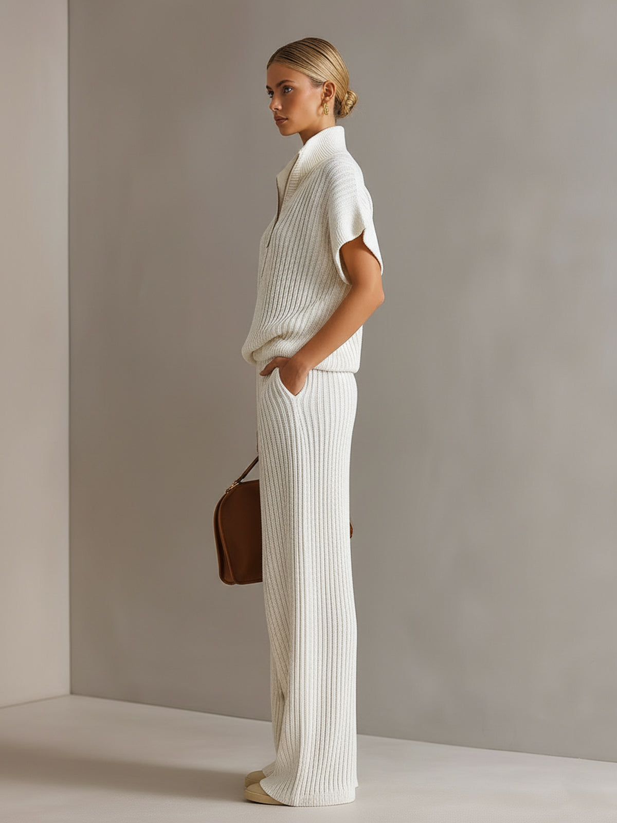 Oversized Wide-Leg Knit Set for Women