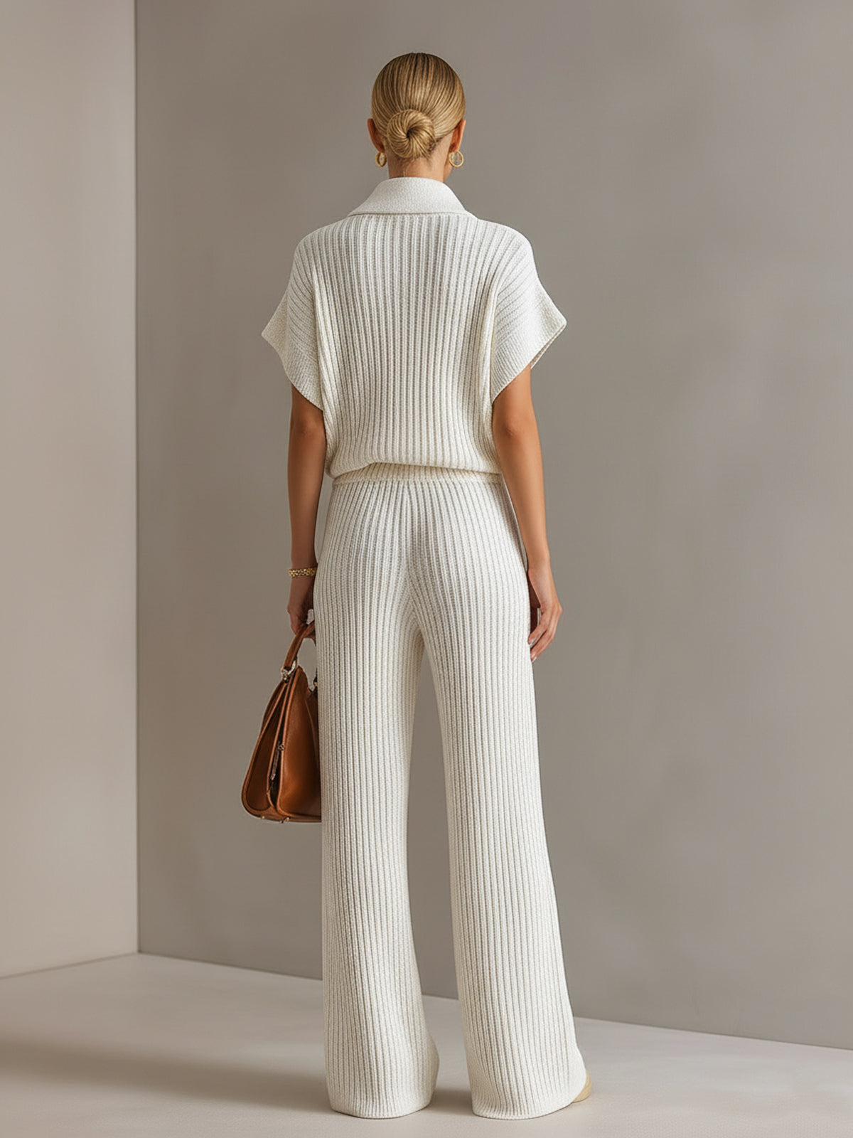 Oversized Wide-Leg Knit Set for Women
