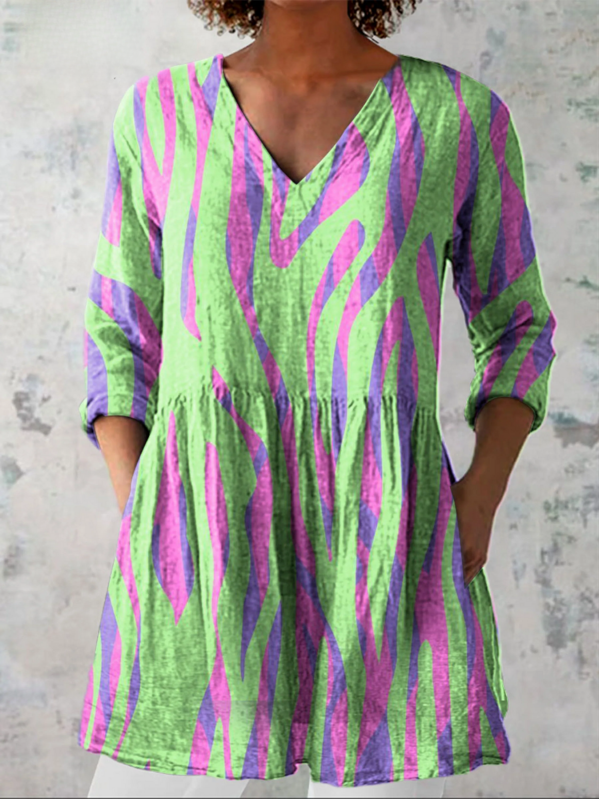 Breezy Flow V-Neck Blouse for Women