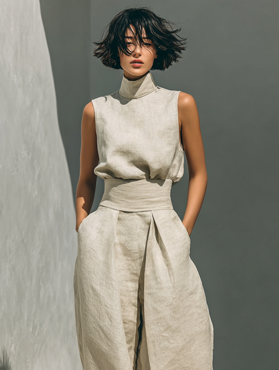 Wide-Leg Cotton Set for Women