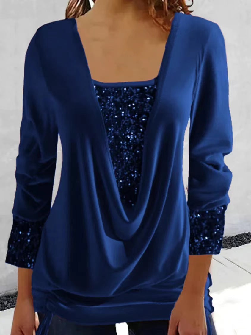 Draped Sequin Evening Top for Women
