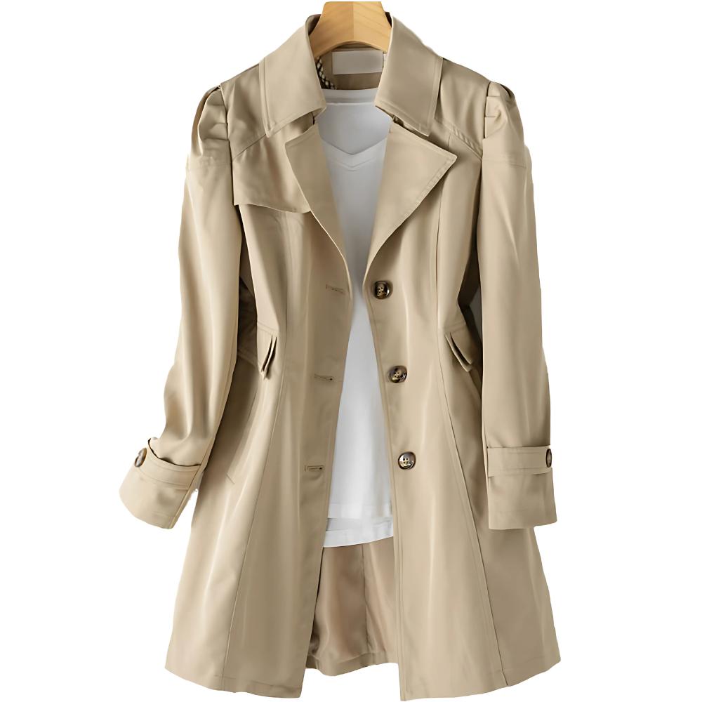 Notched Collar Trench Coat for Women