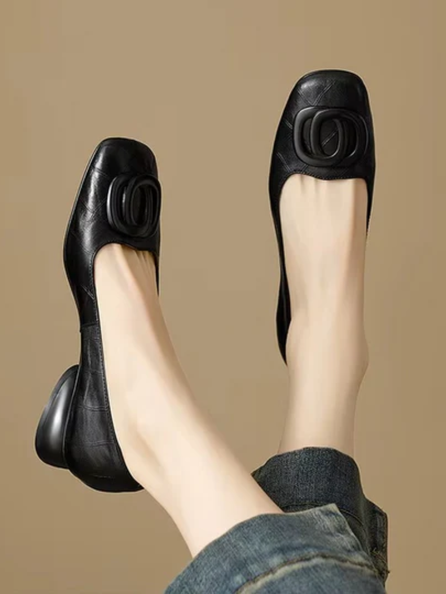 Structured Square Toe Flats for Women