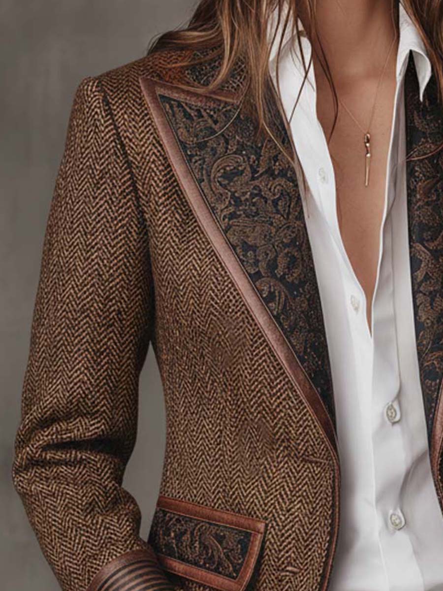 Printed Panel Blazer For Women