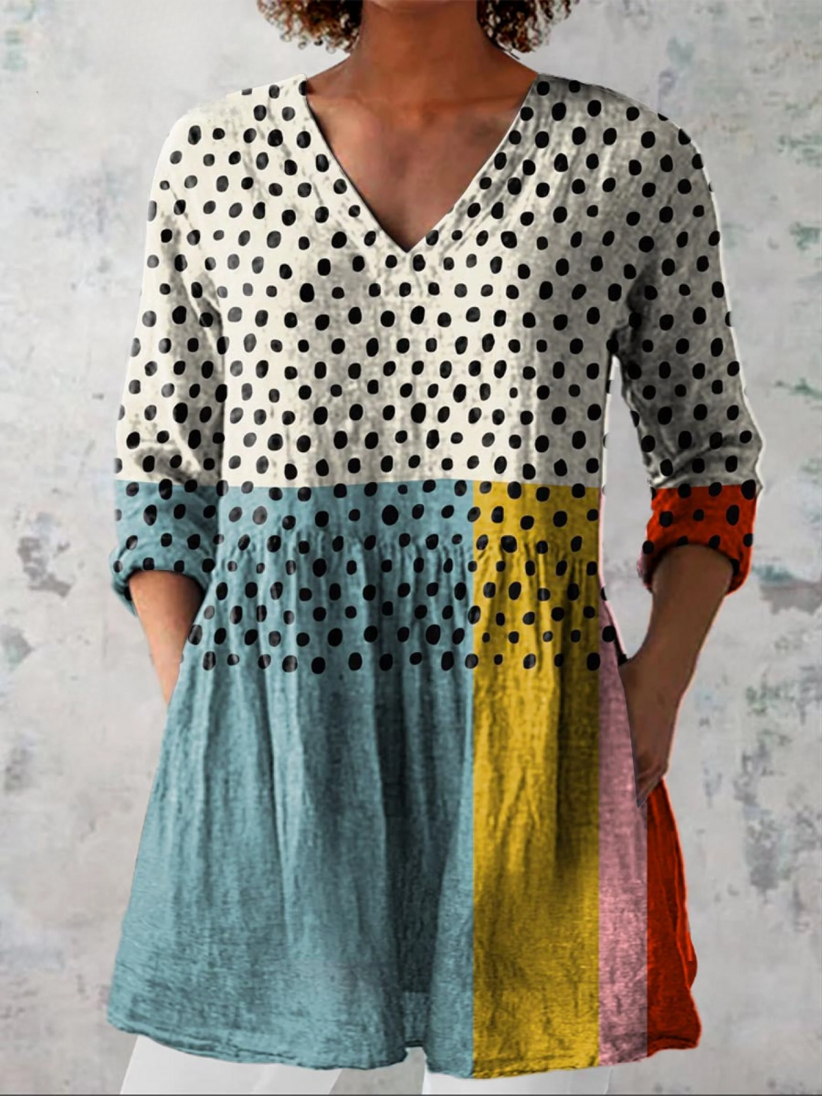 Graceful Drape V-Neck Blouse for Women