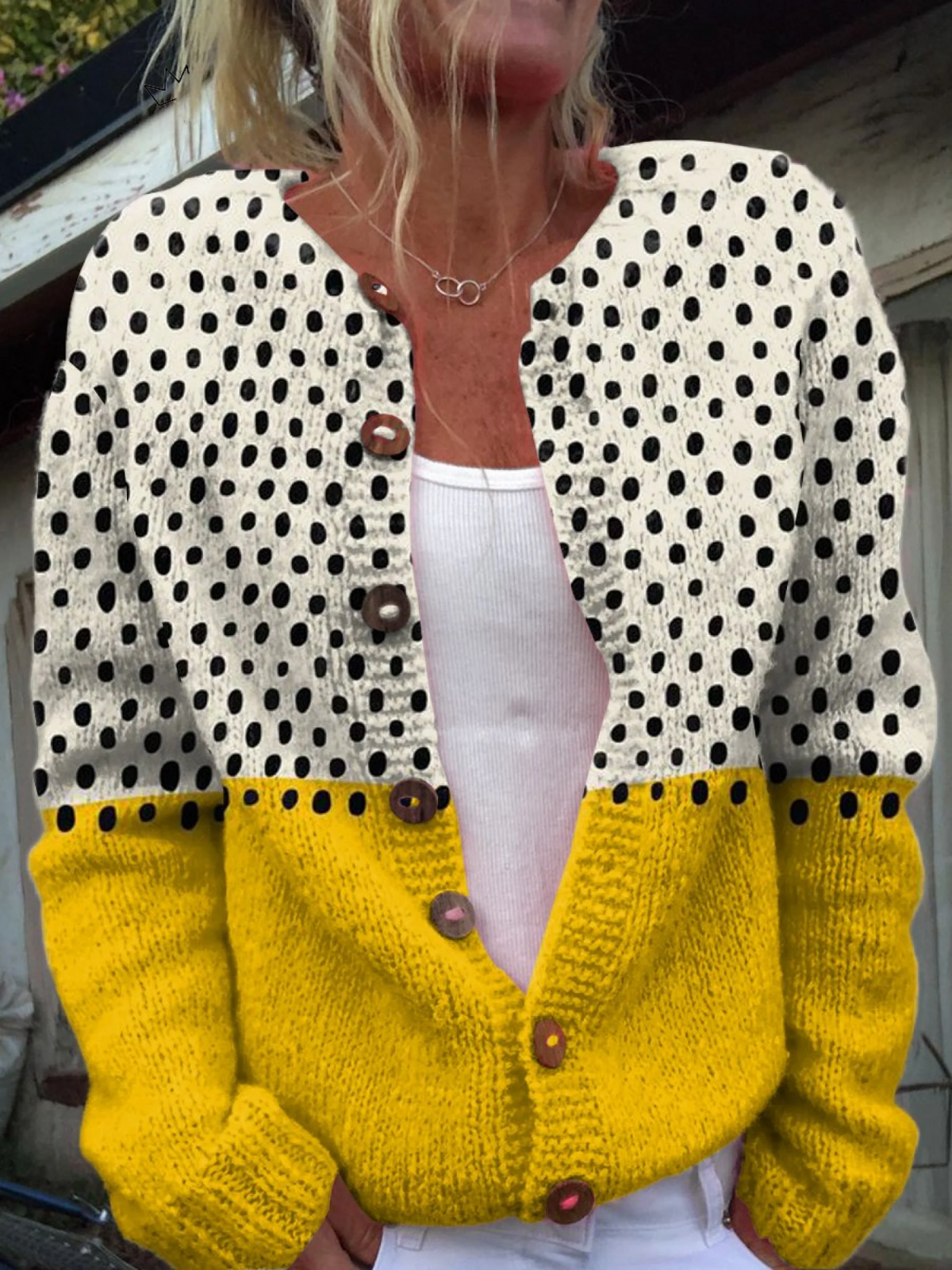 Vintage Polka Dot Open-Front Cardigan for Women