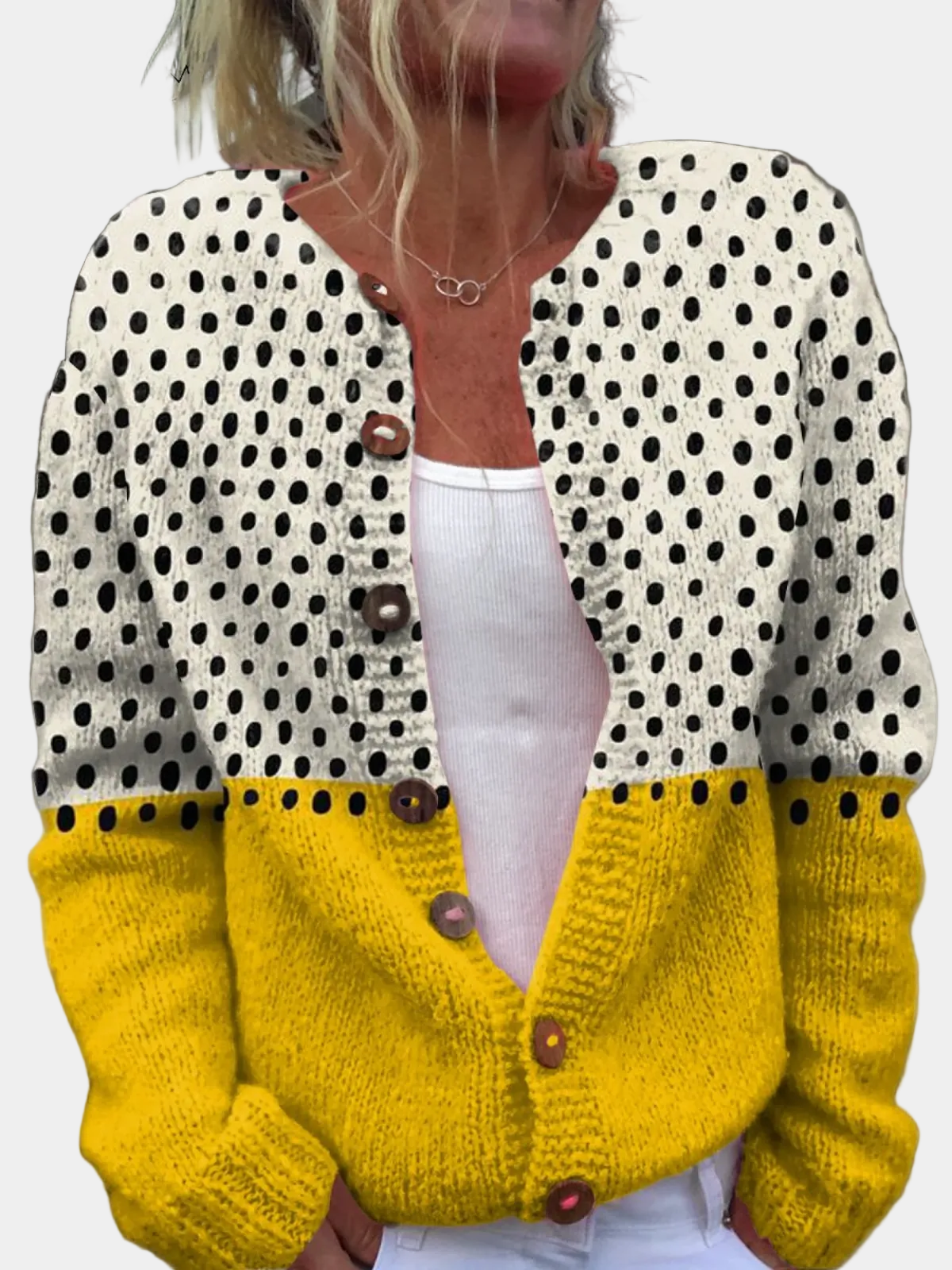Vintage Polka Dot Open-Front Cardigan for Women
