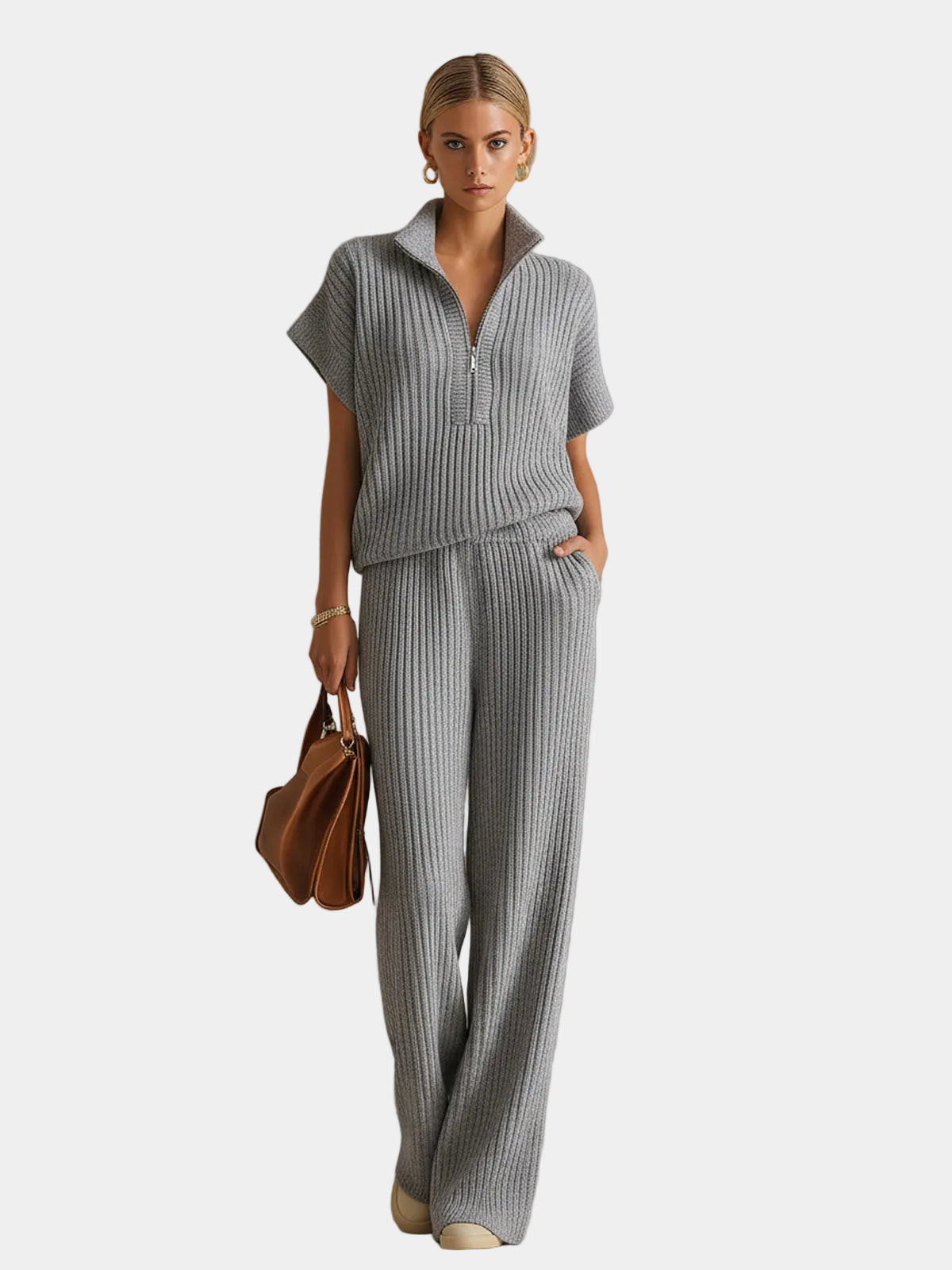 Oversized Wide-Leg Knit Set for Women