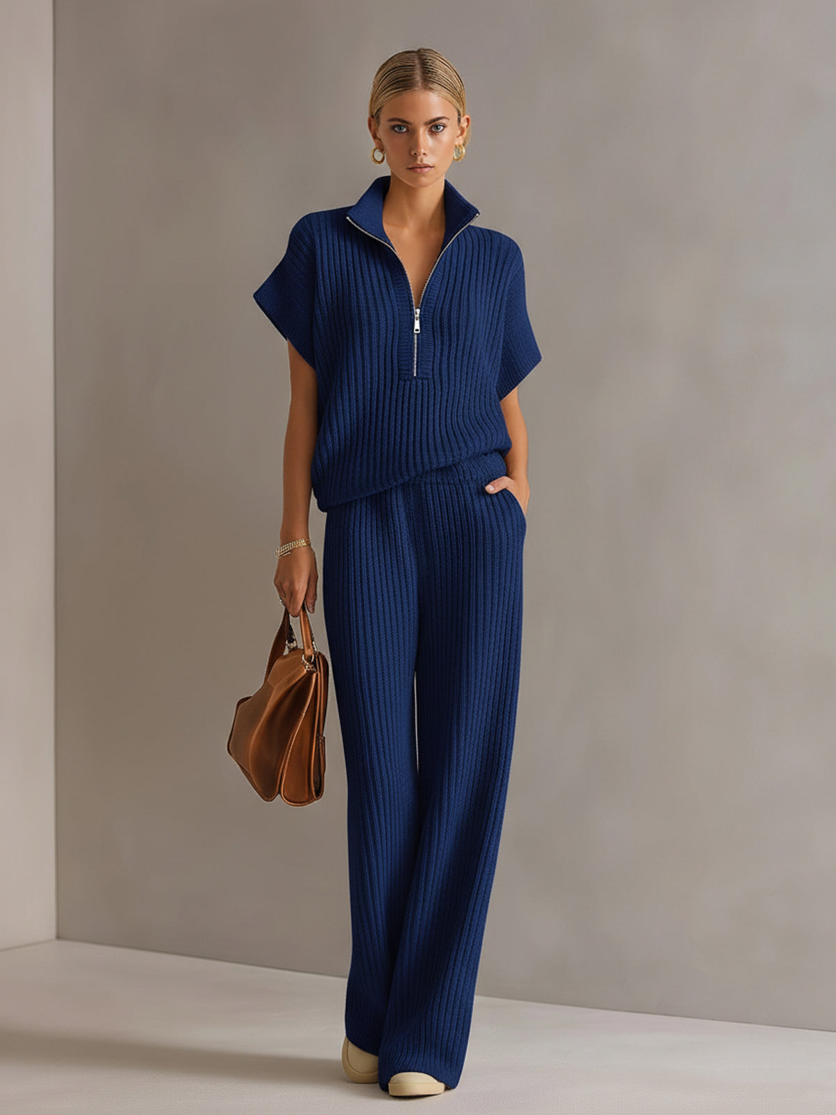 Oversized Wide-Leg Knit Set for Women