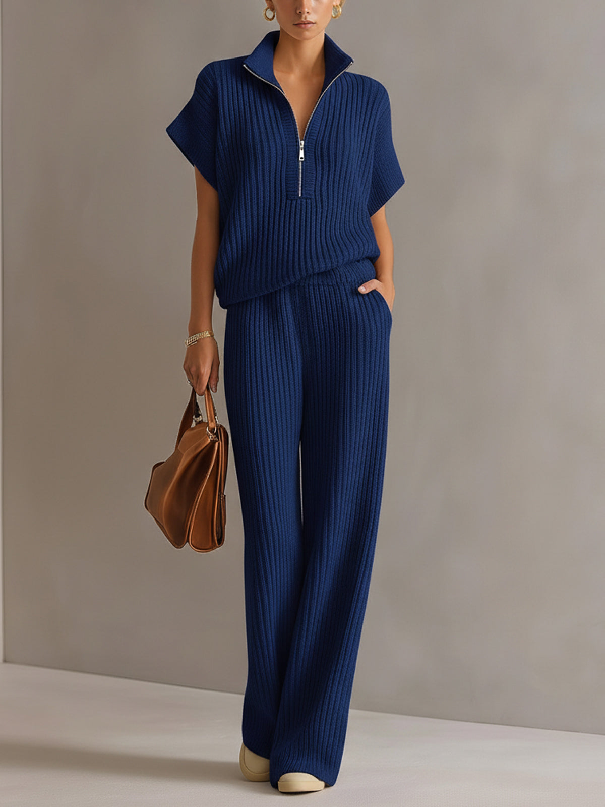 Oversized Wide-Leg Knit Set for Women