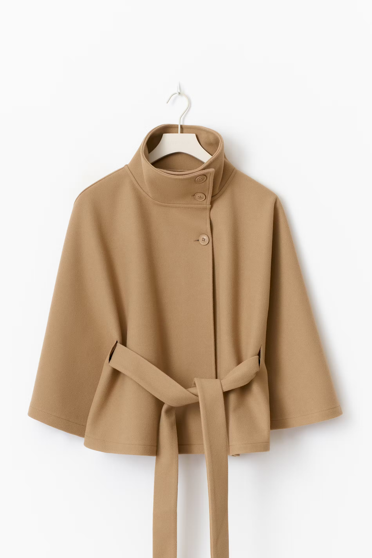 Waist Belt High Collar Coat for Women