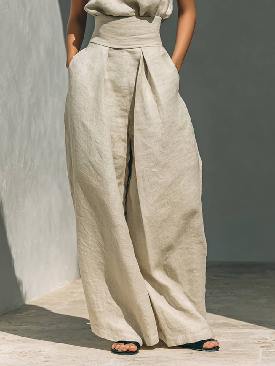 Wide-Leg Cotton Set for Women