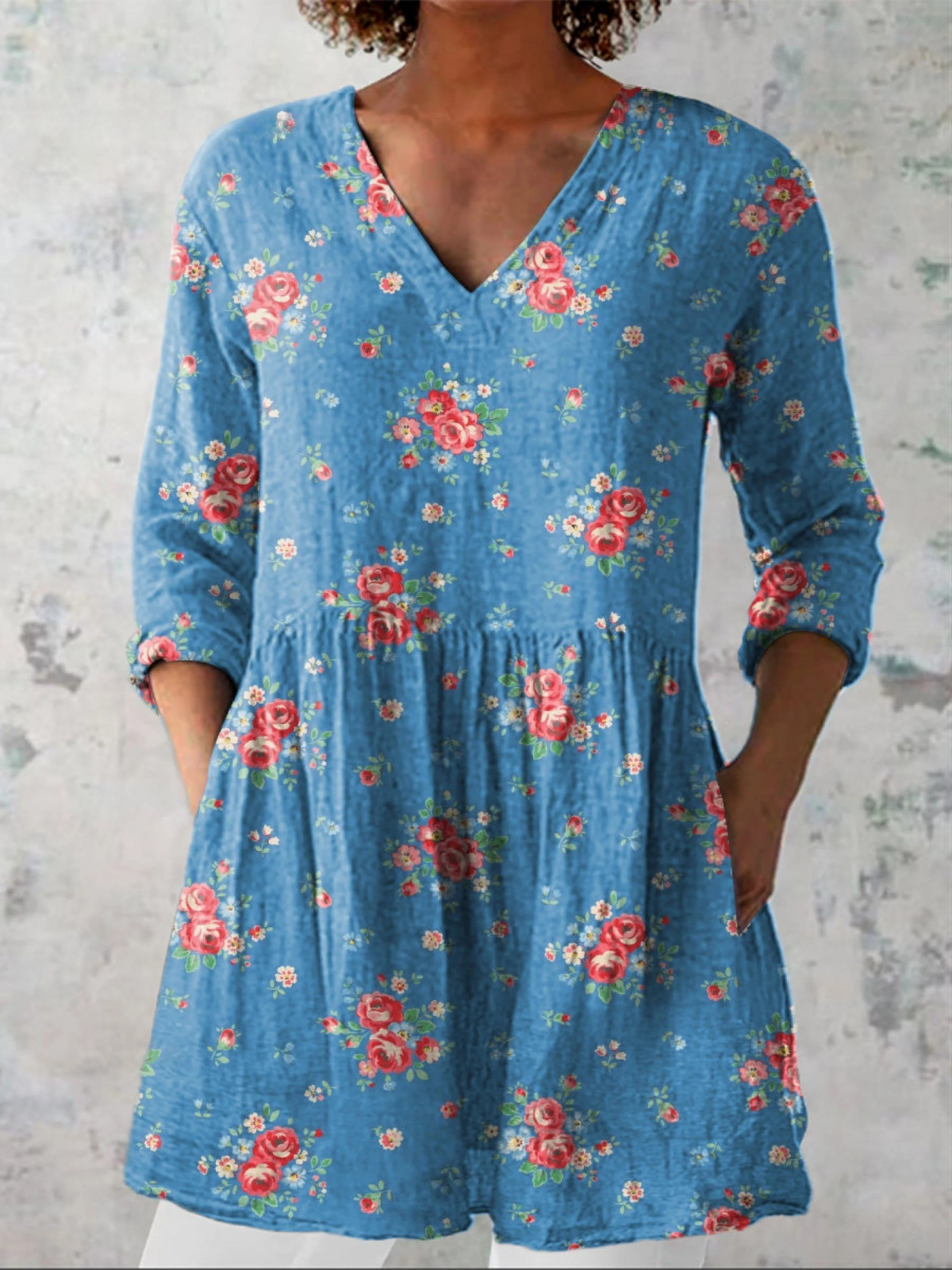 Breezy Drape V-Neck Blouse for Women