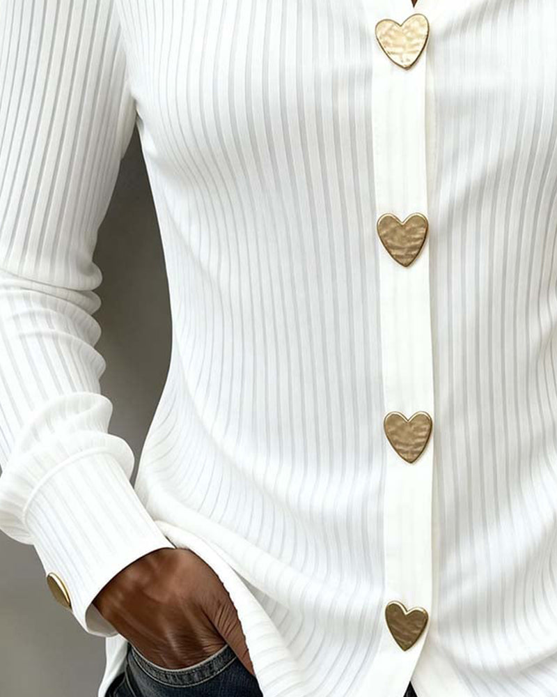 Lapel Collar Button Shirt for Women