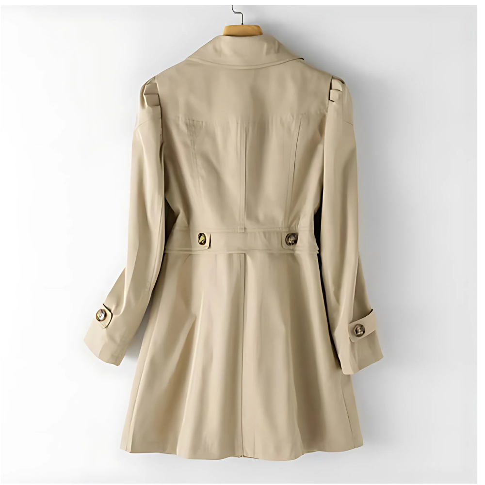 Notched Collar Trench Coat for Women