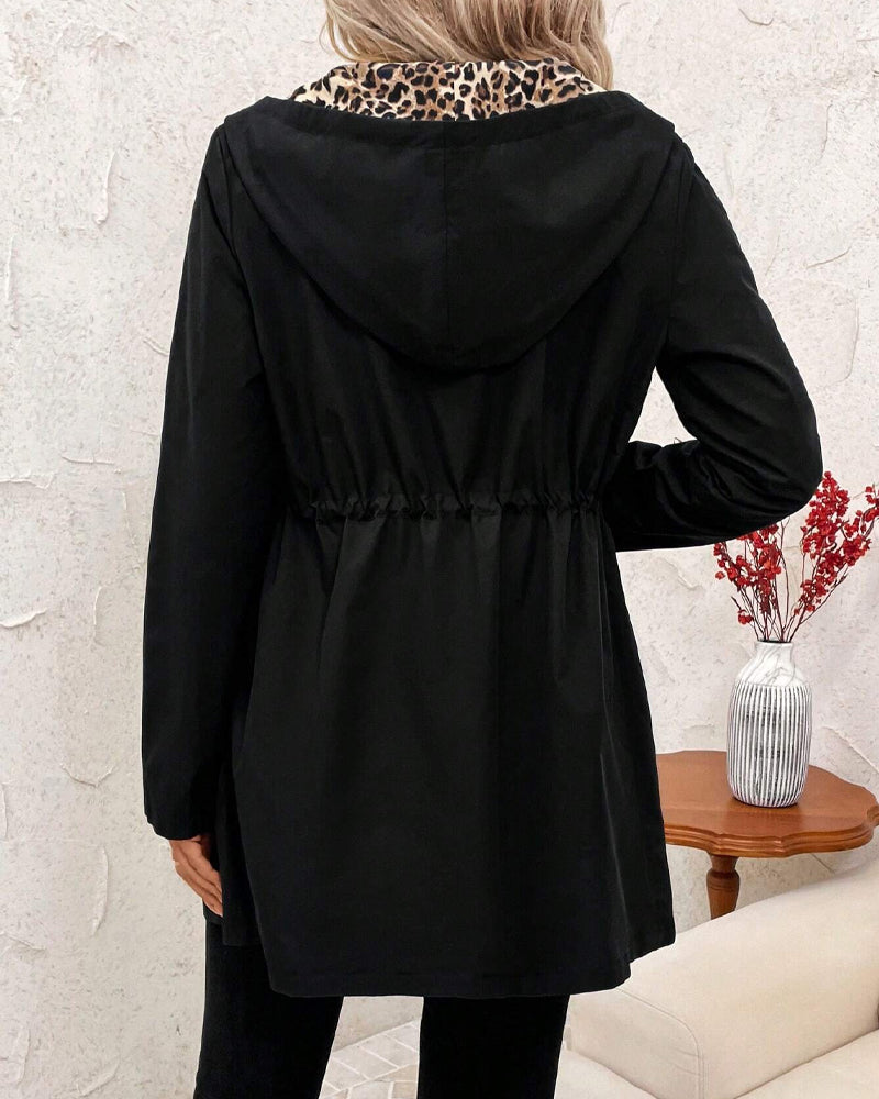 Leopard Hooded Reversible Coat for Women