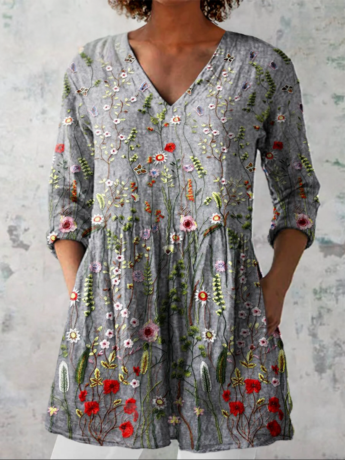 Effortless Drape V-Neck Blouse for Women