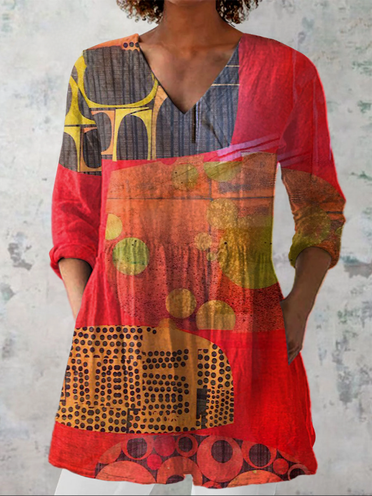 Relaxed Fit V-Neck Blouse for Women