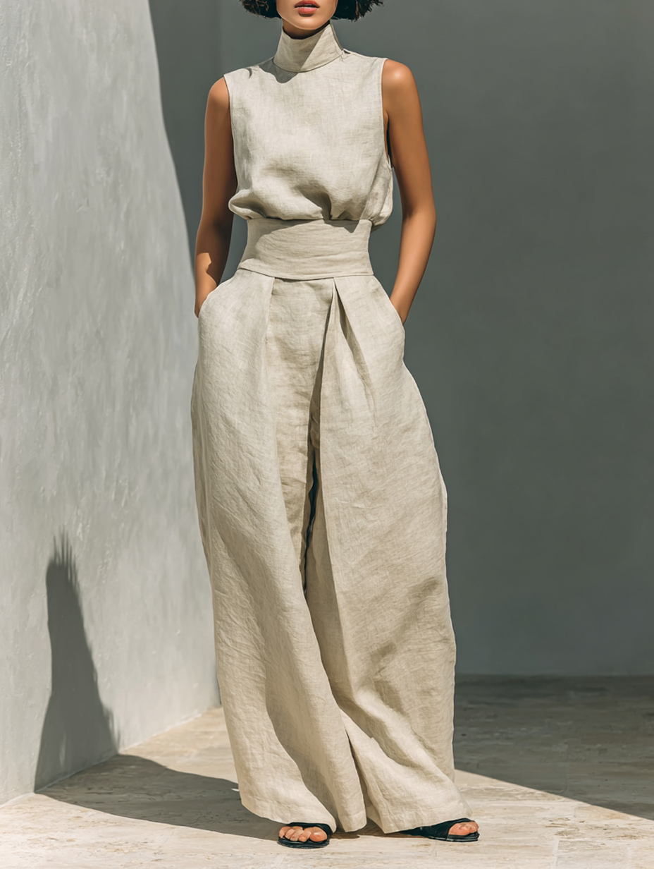 Wide-Leg Cotton Set for Women