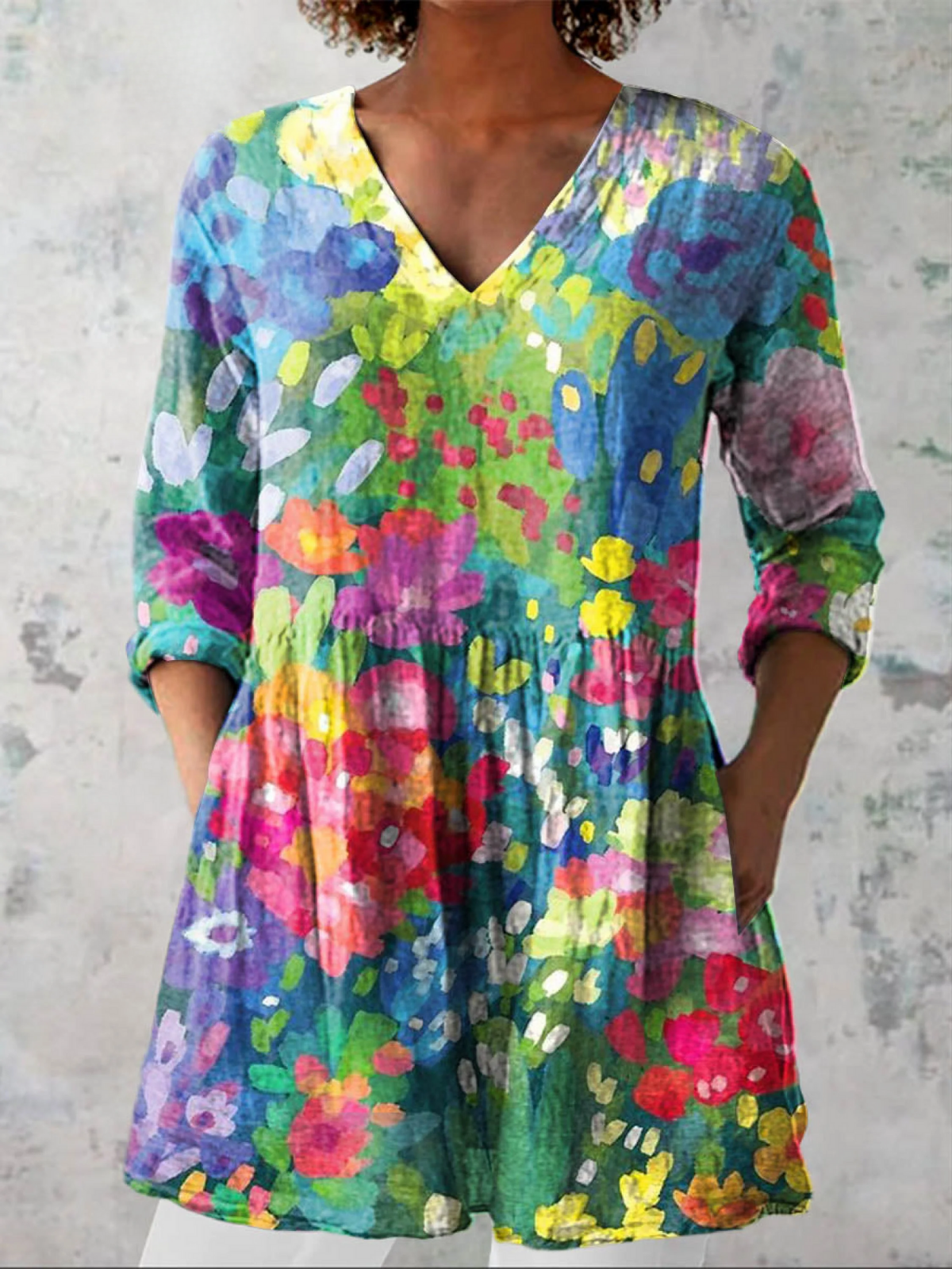 Classic Drape V-Neck Blouse for Women