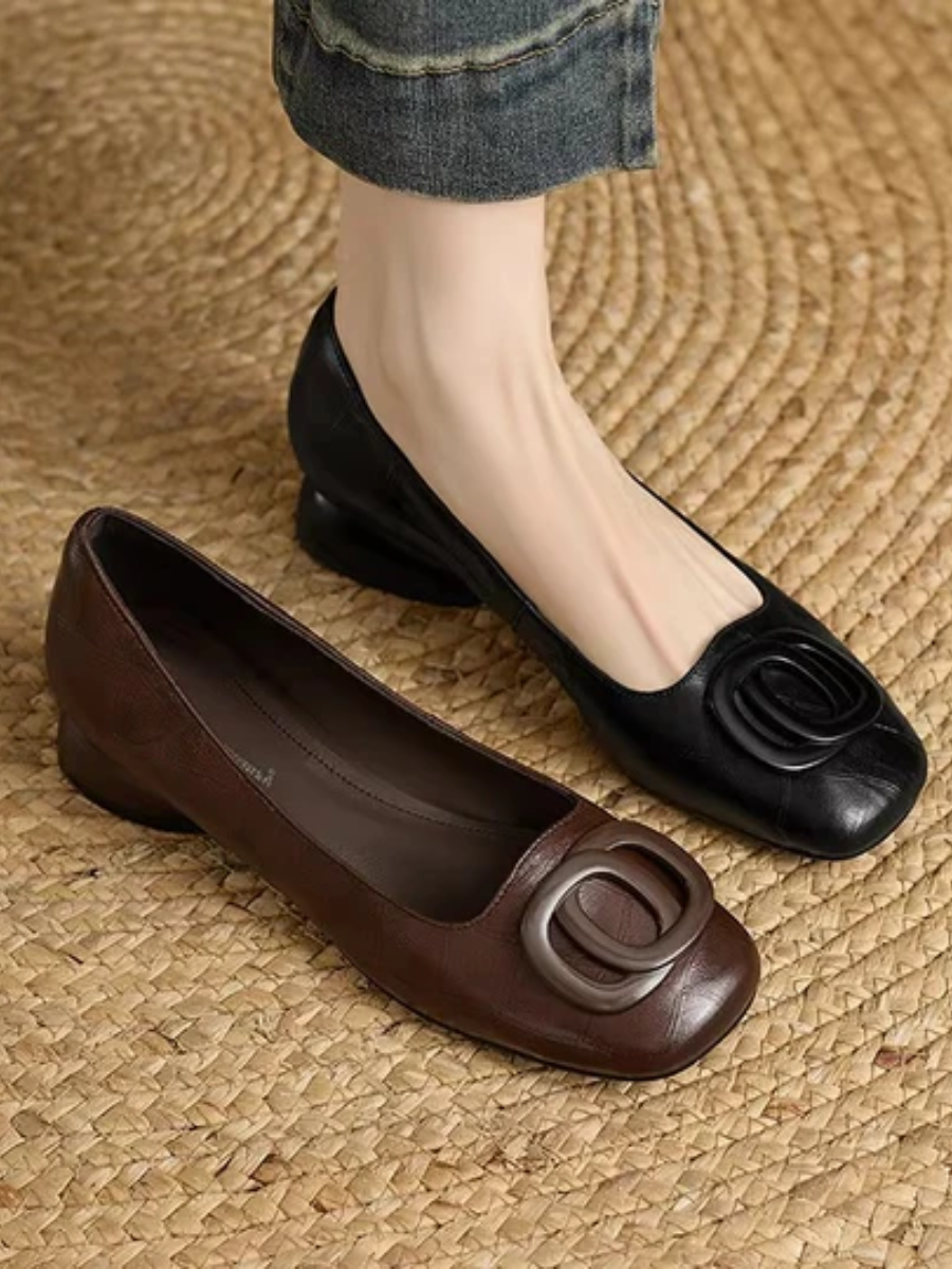 Structured Square Toe Flats for Women