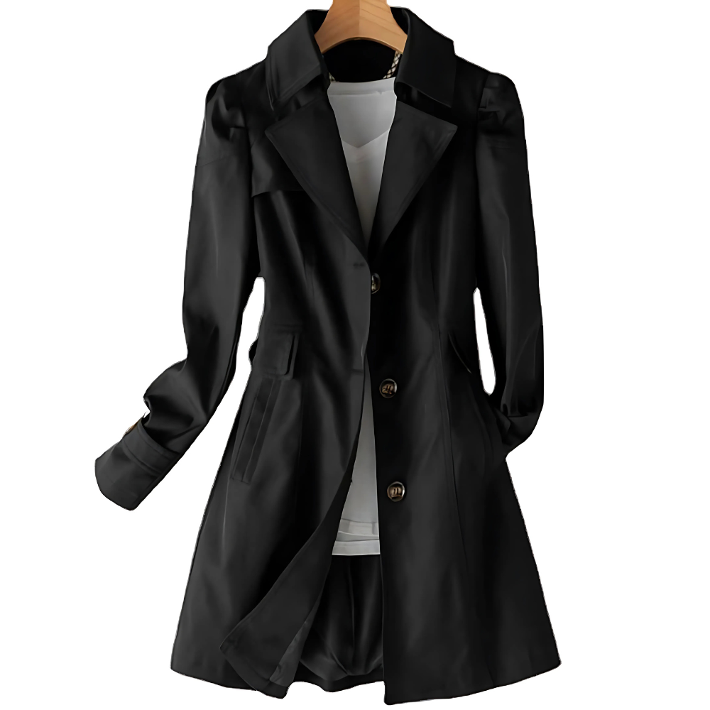 Notched Collar Trench Coat for Women