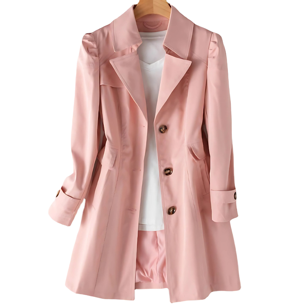 Notched Collar Trench Coat for Women