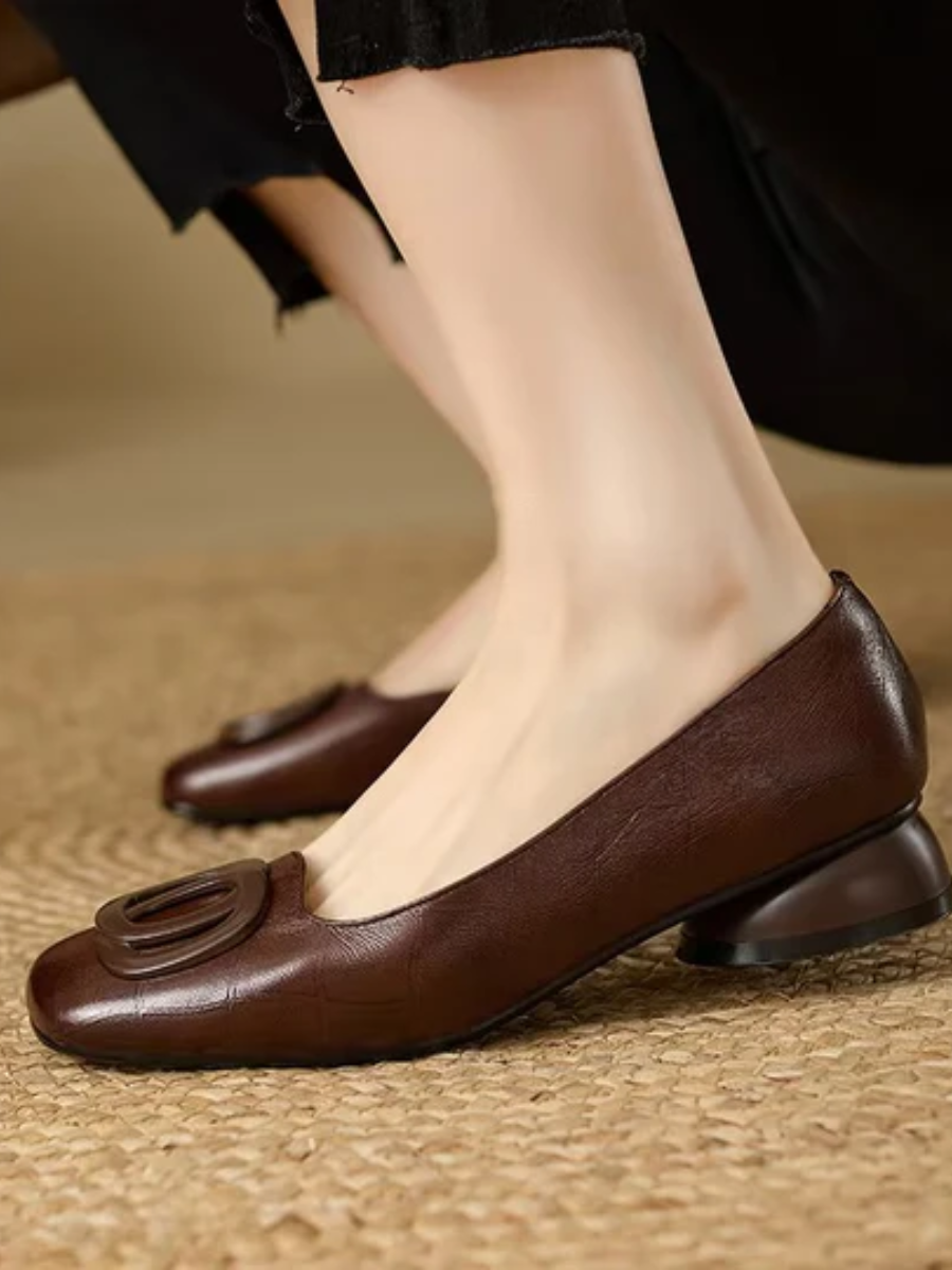 Structured Square Toe Flats for Women