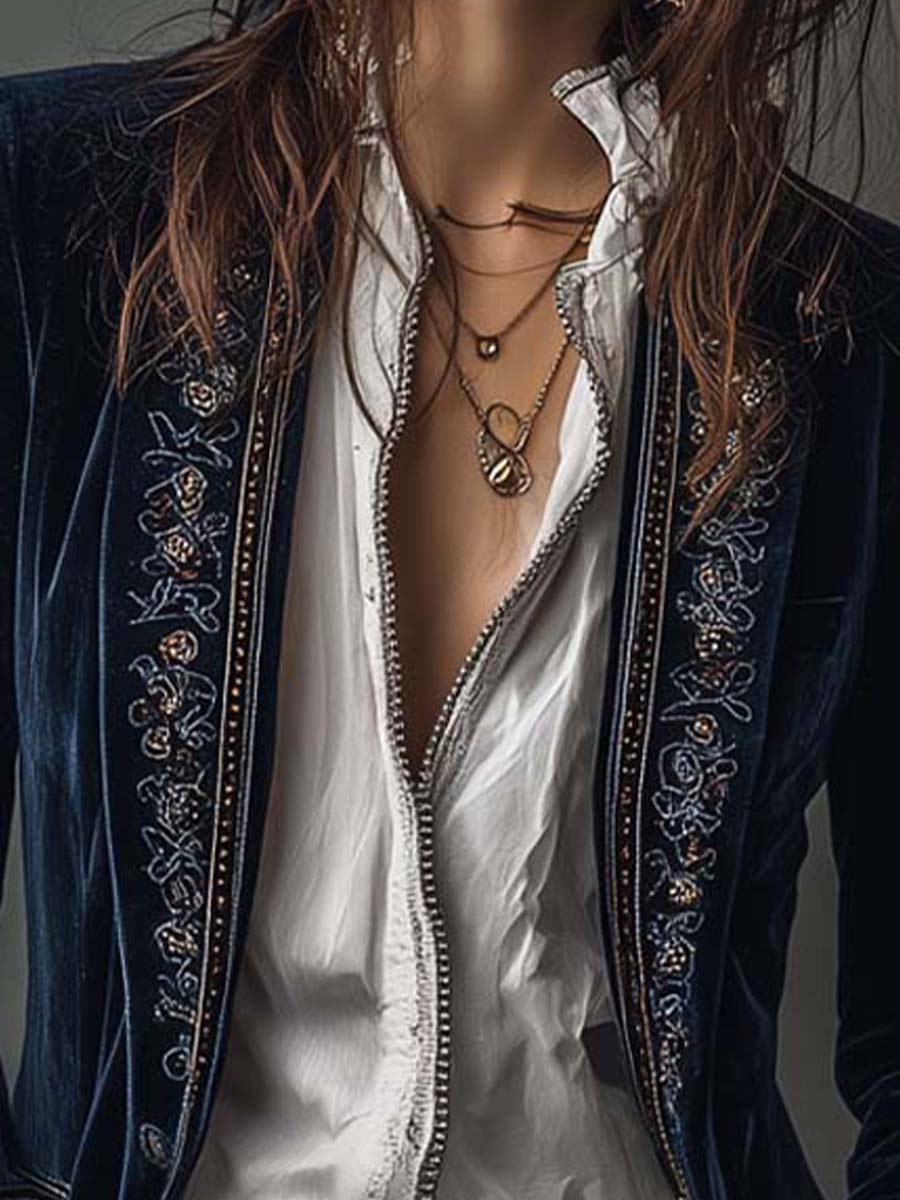 Embroidered Long Coat for Women