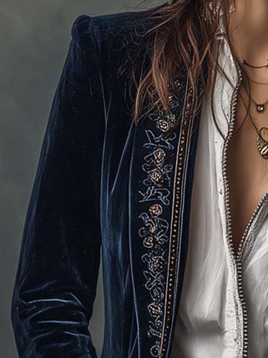 Embroidered Long Coat for Women