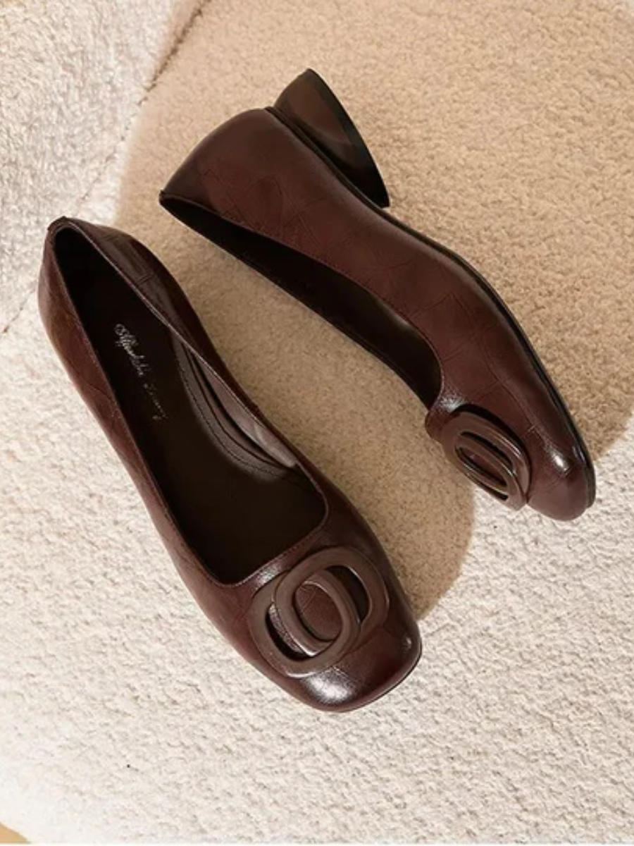 Structured Square Toe Flats for Women