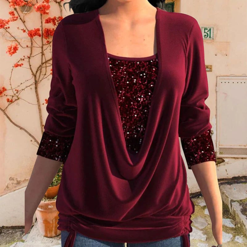Draped Sequin Evening Top for Women