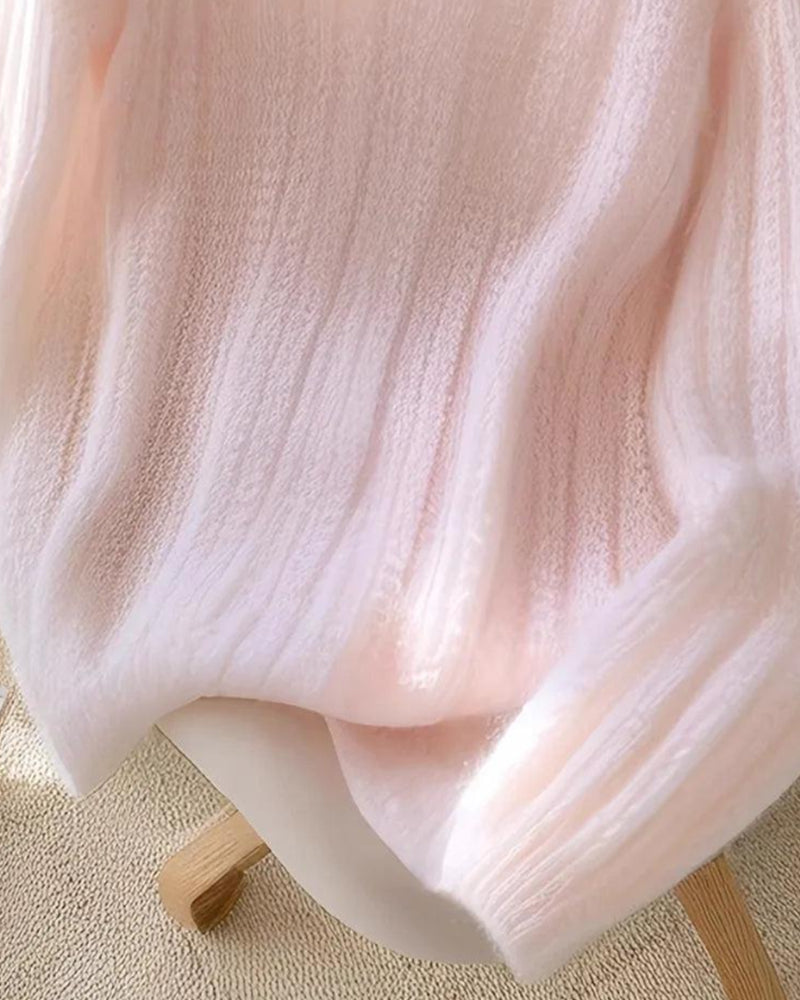 Solid V-Neck Long Sleeve Sweater for Women