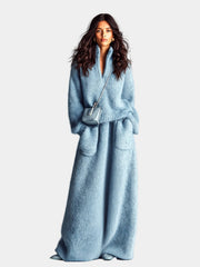 V-Neck Sweater Maxi Skirt Set for Women