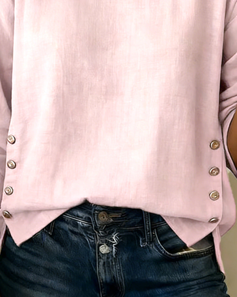 Round Neck Button Top for Women