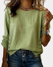Round Neck Button Top for Women