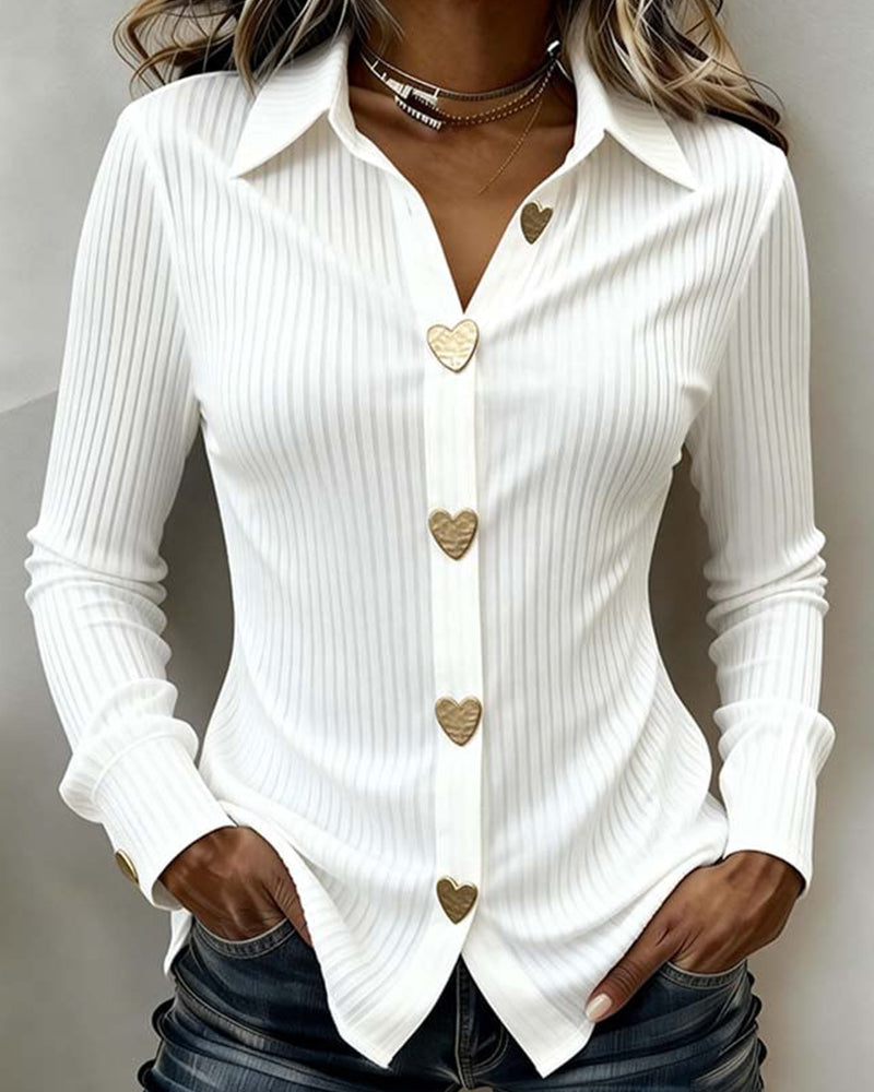 Lapel Collar Button Shirt for Women