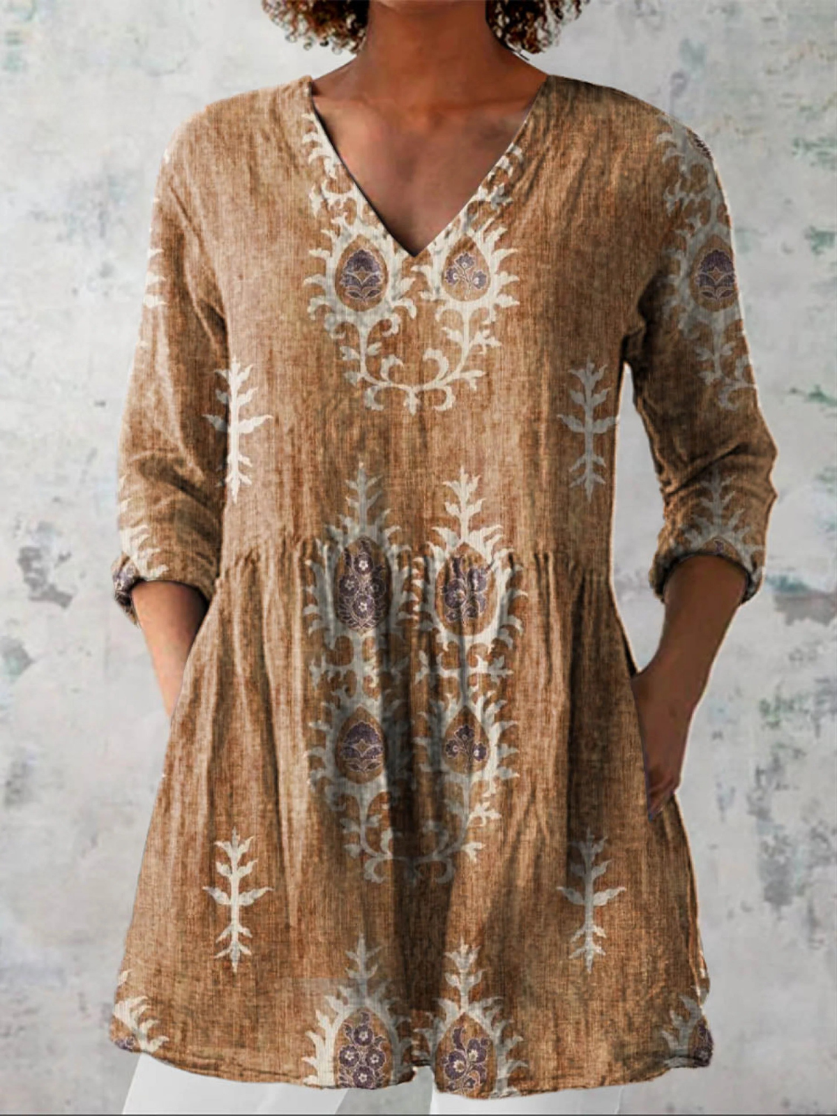 Draped Front V-Neck Blouse for Women