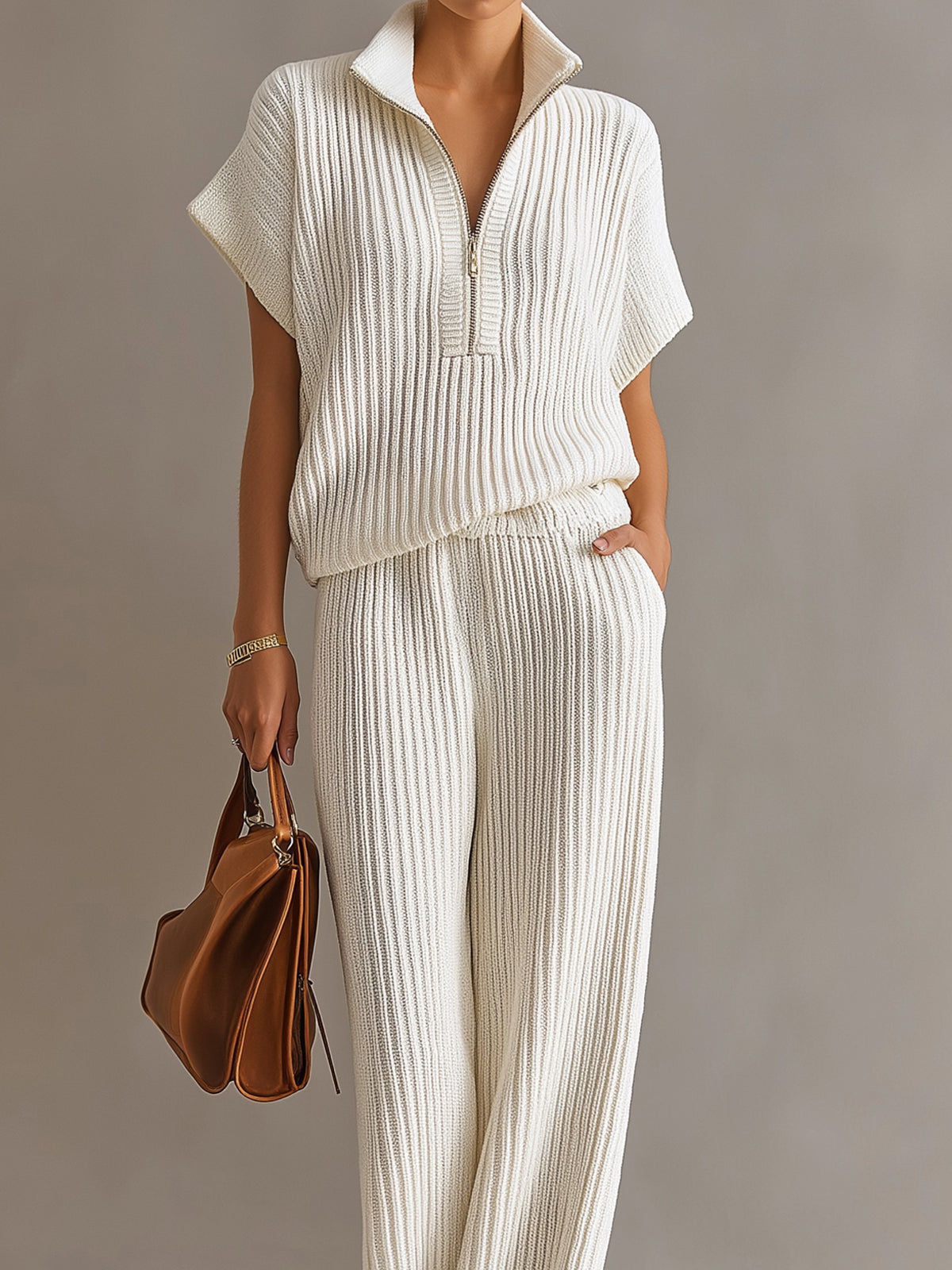 Oversized Wide-Leg Knit Set for Women