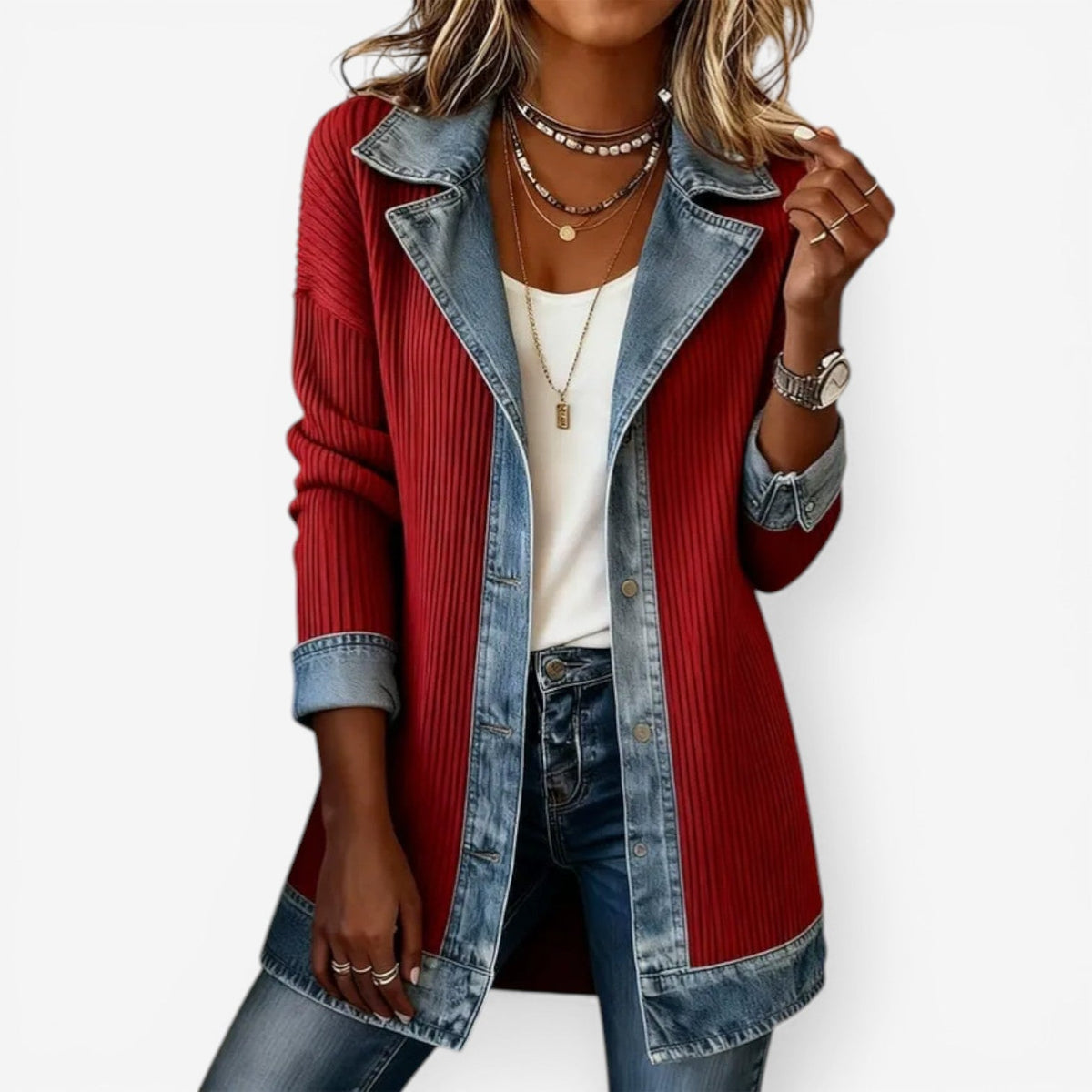 Knitted Denim Jacket for Women
