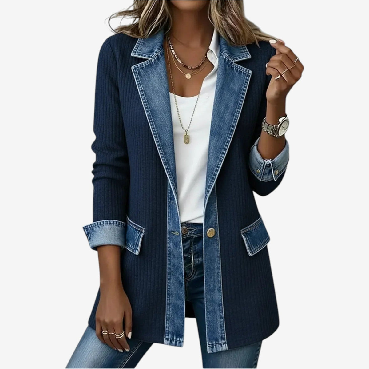 Knitted Denim Jacket for Women