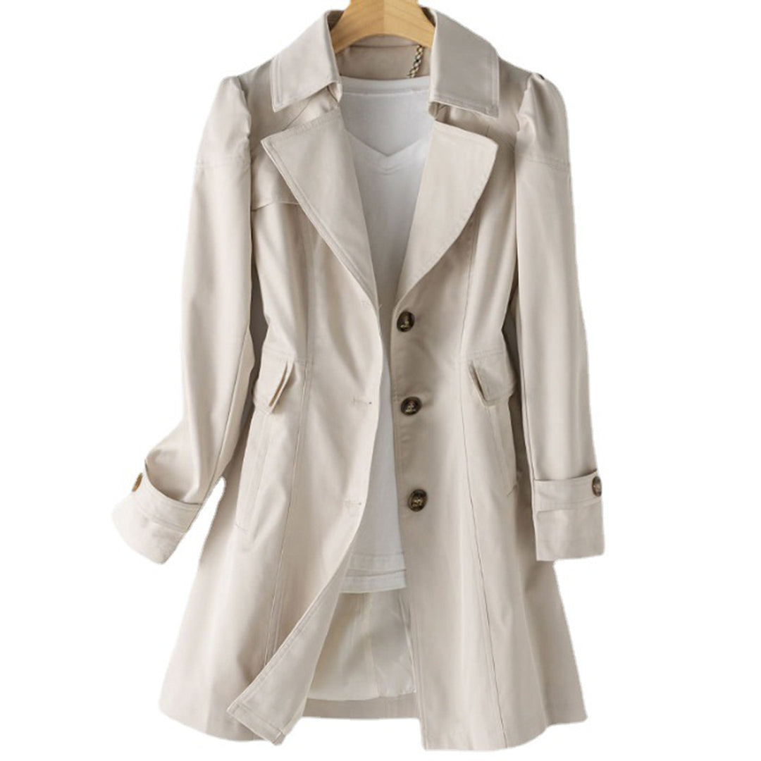 Notched Collar Trench Coat for Women