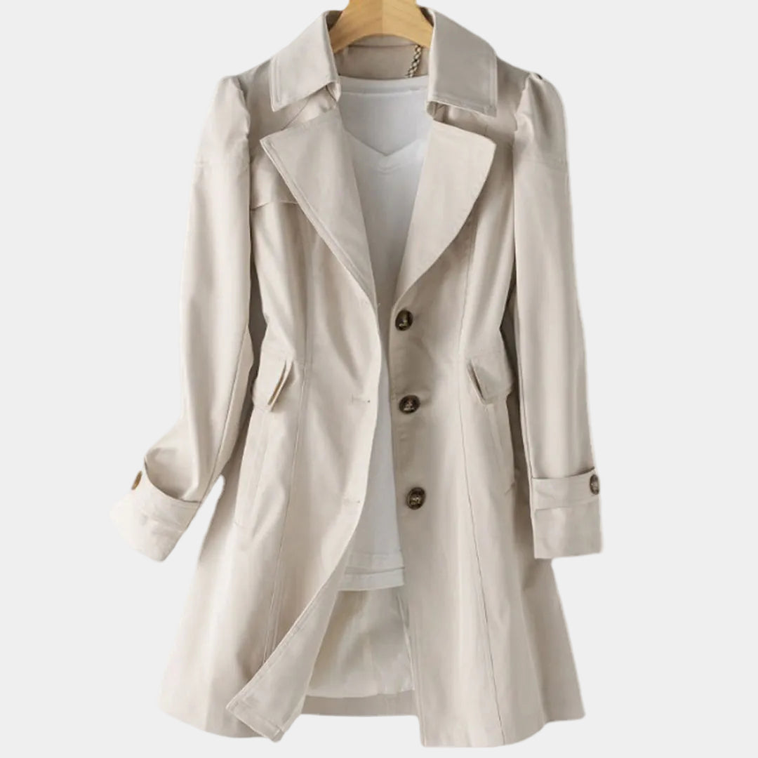 Notched Collar Trench Coat for Women