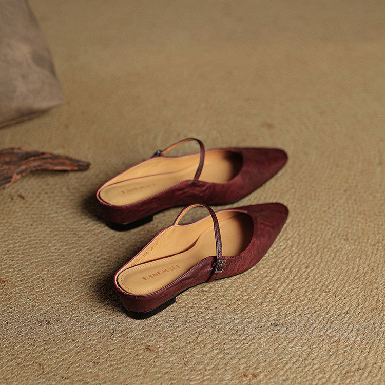 Adjustable Strap Leather Mules for Women